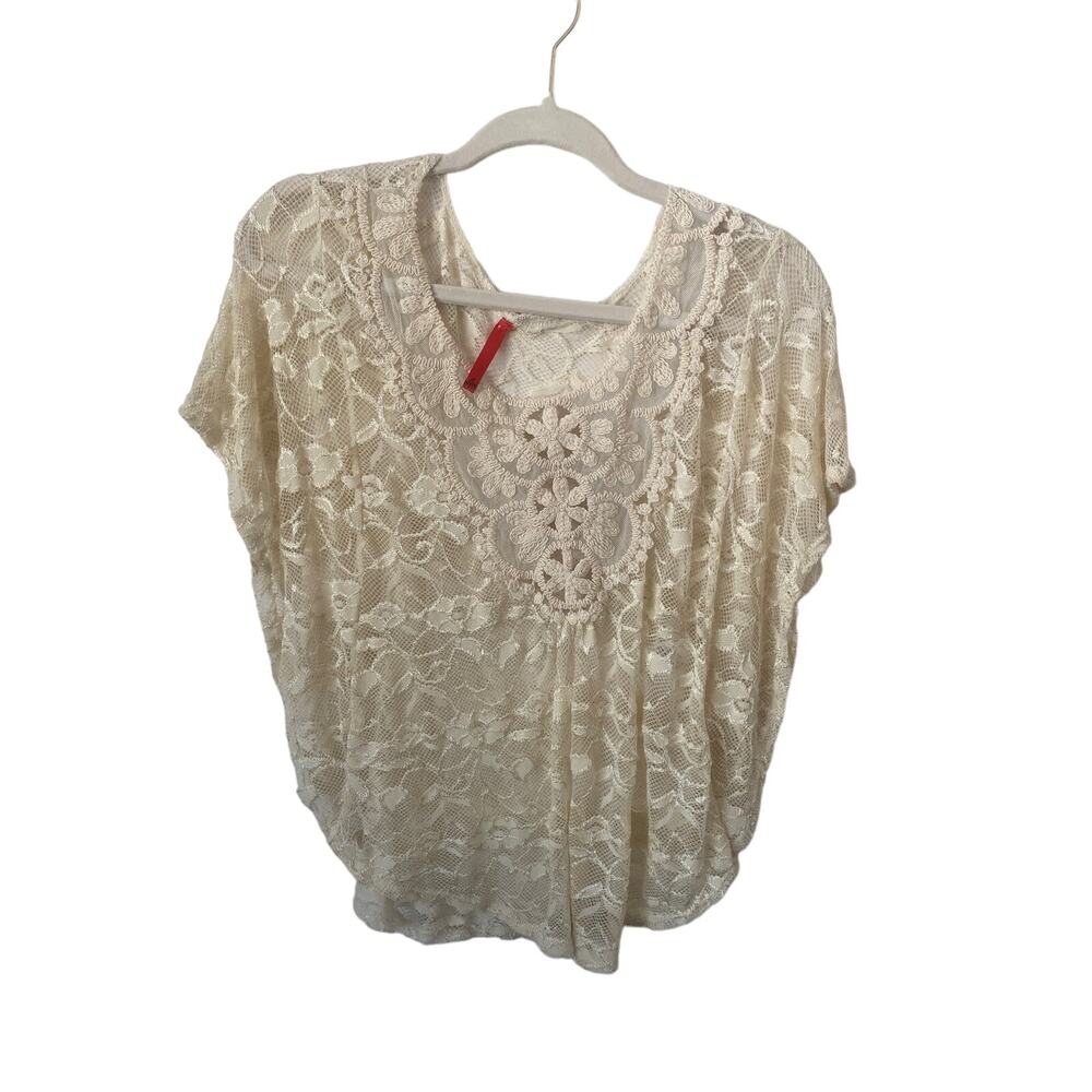Boho Cream  lace and embroidered top